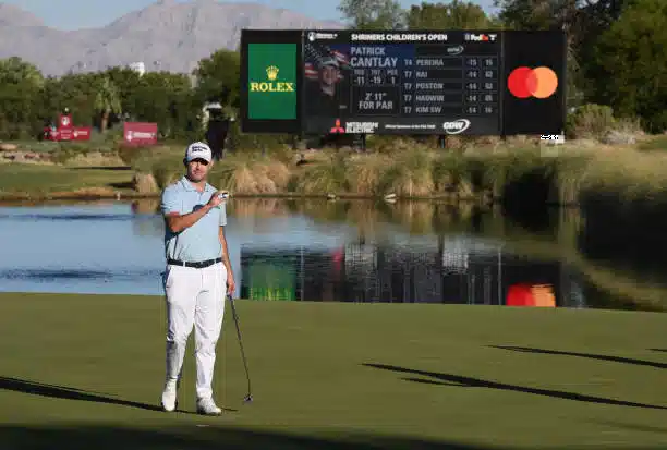 Patrick Cantlay: Tournament Winner Patrick Cantlay posing with a trophy after winning a golf tournament