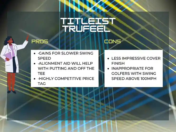 Pros and cons graphic for the Titleist TruFeel golf ball