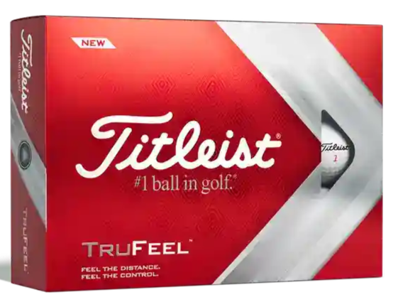 Close-up of a sleeve of Titleist TruFeel Golf Balls