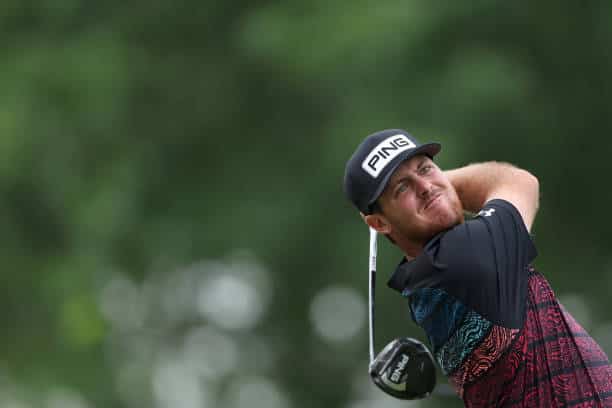 Answering the question: Who is Mito Pereira? A focused Mito Pereira in his golf attire during a professional tournament.