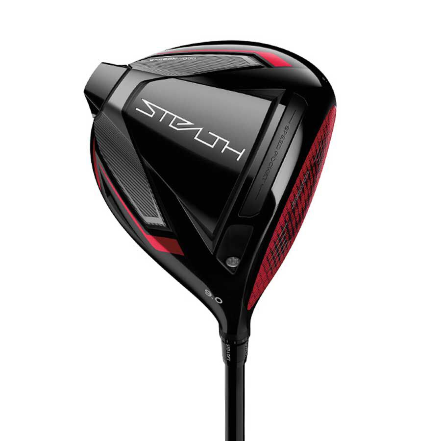 TaylorMade Stealth Driver with Carbon Face. The red carbon face of the TaylorMade Stealth driver.